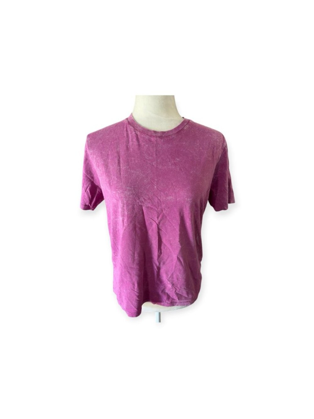 Sézane Organic Cotton Mineral Wash Crewneck T-Shirt Purple Magenta SZ S Basic - Picture 2 of 12